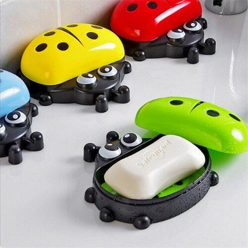 Ladybug Soap Box Cartoon Travel Soap Dish Organizer Kids Bathroom Soap Holder TKH