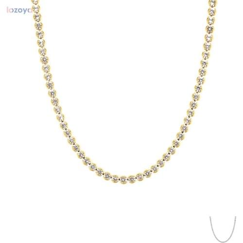 Lozoya 925 Sterling Silver Gold Special Chain Soft Zircon CZ Charm Choker Long Chain Necklace 2021 Wedding Luxury Jewelry Jewel