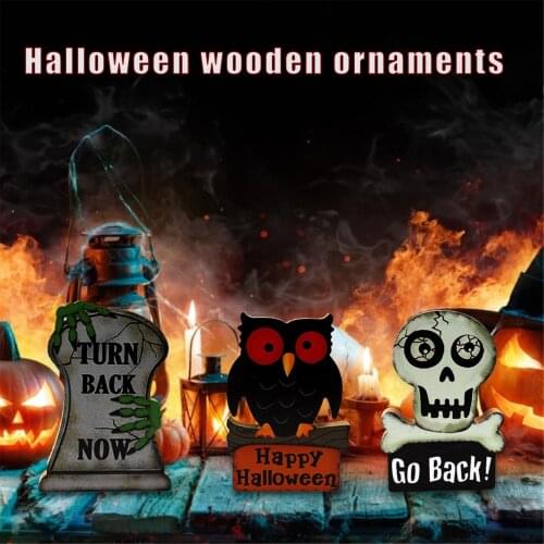 Halloween Wooden Ornaments Ghost Festival Pumpkin Skull Tombstone Owl Party Scene Decoration