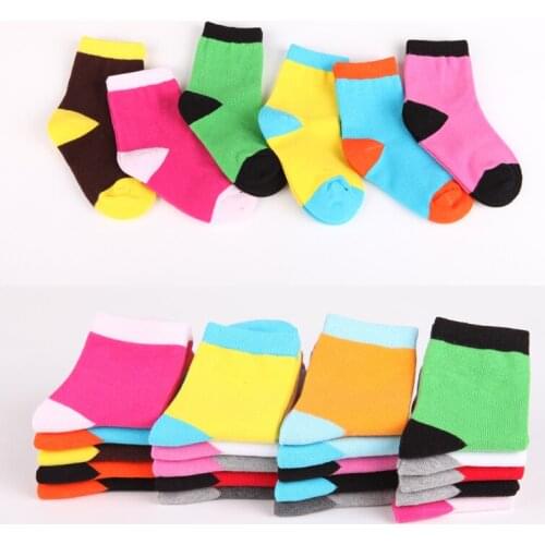 10 pairs / lot Children Socks Spring&Autumn Cotton Candy Color Bright Spell Color Boys Girls socks 1-9 Year Kids Socks