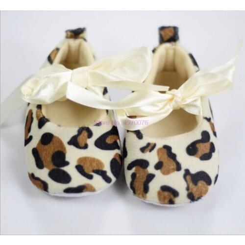 DHL 500pair Girl Leopard Print Tie Soft Leopard Print Tie Soft Newborn Anti-slip Baby Shoes Soft Sole Kids Footwear