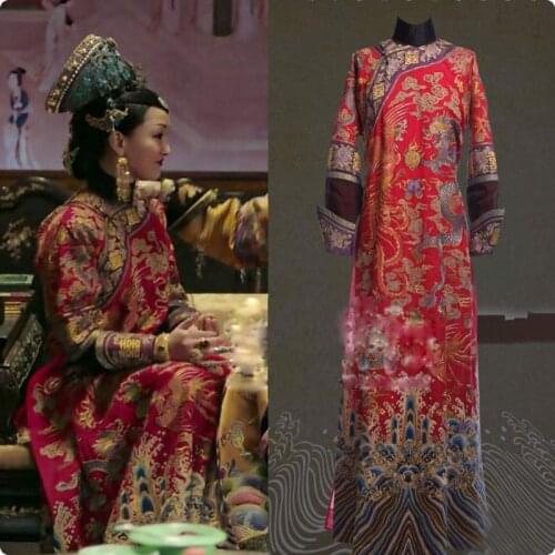 Chinese Character Xi - Joy Qing Dynasty Empress Costume Red Embroidery Wedding Hanfu for TV Play RuYis Royal Love in the Palace