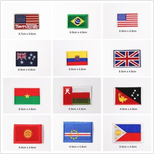 Cool National flag Patches Cap Shoe Iron On Embroidered Appliques DIY Apparel Accessories Patch For Clothing Fabric Badges BU172