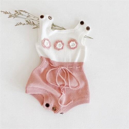 Baby Girl Romper Knitted Baby Clothes Newborn Sleeveless Flower Baby Romper Jumpsuit Girl Cotton Baby Jumpsuits Girl Clothes
