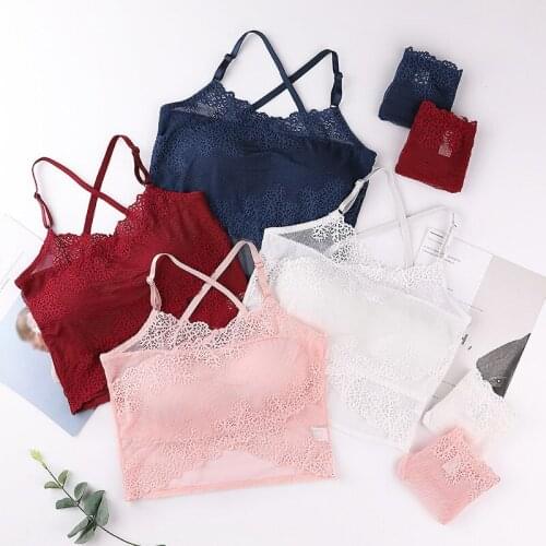 Women Lace Bras Underwear Set Female Wrapped Chest and Panties Set Fashion Mesh Tube Tops