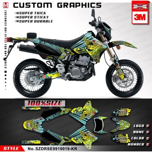 KUNGFU GRAPHICS Self Adhesive Off-road Motorcycle Stickers for DRZ400SM DRZ 400 Enduro 1999 to 2019 KLX 400R 2002 2003 2004