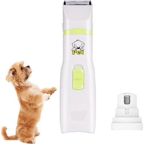 2 in 1 Dog Cat Hair Trimmer Paw Nail Grinder Pet Grooming Clippers Nail Cutter Low Noise Hair Cutting Machine Pet Grooming Tool
