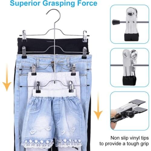 Multi-Functional Skirt Hanger 4 Tier Pants Holder Clip Steel Adjustable Space Saving Trousers Hanging Rack Clothes Storage Rack