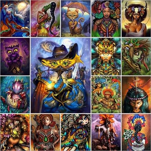 Full square cuadros 5d diamond painting kit set Color cartoon cat elephant woman Cross stitch embroidery dirll drawing mosaic 3D