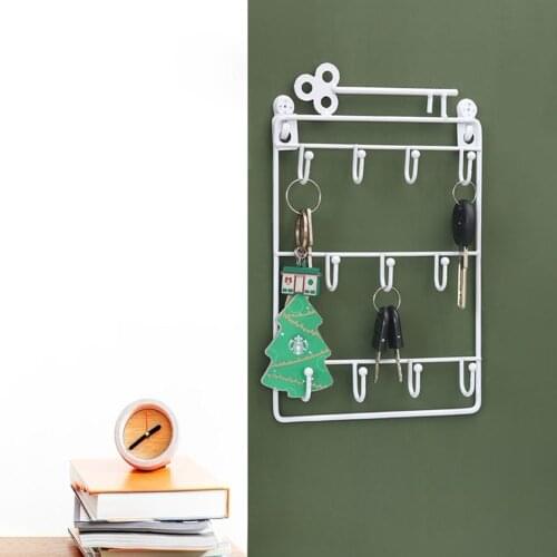 Modern Style Wall Mounted 11 Hangers Hooks Key Holder Coat Hat Storage Rack Rack Hanger Key Ring Hooks Clerk Housekeeper