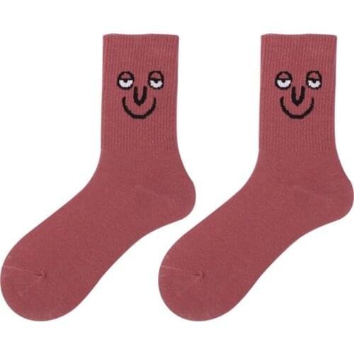 My Cartoon Sock Face Cute Funny Fashion Anime Women Socks Spring Autumn Sweat Absorption Gray Cotton Sock