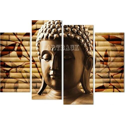 New 5D DIY Diamond Painting Religious Buddha Bamboo 3d Diamond Embroidery Full Square Diamond Mosaic Painting 4pcs/Set