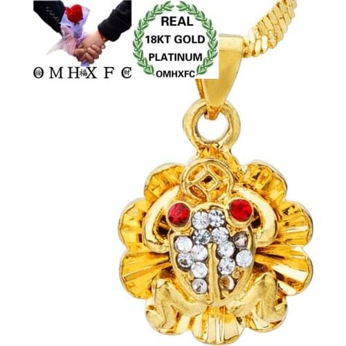 OMHXFC Wholesale European Fashion Unisex Party Birthday Wedding Gift White JInChan AAA Zircon 18KT Real Gold Charm Pendant PN98