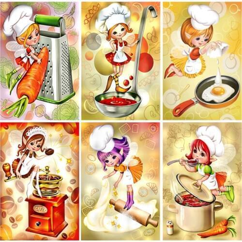 Full Square/Round Drill 5D DIY Diamond Painting "Cartoon chef girl" 3D Diamond Embroidery Cross Stitch Home Decor Gift