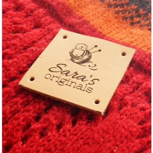 Custom clothing labels, leather labels, personalized with your logo or custom text