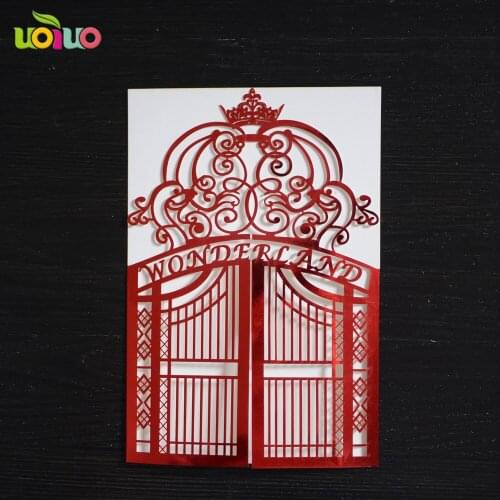 Various color luxury handmade laser cut gatefolded vintage wedding invitation cards hot for european