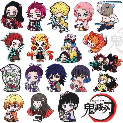 Cute Demon Slayer Patch Iron On Patches For Clothes Japan Anime Patch Sticker On Clothes Embroidered Patches For Clothing