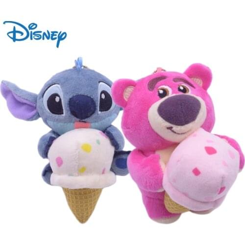 Stitch Disney 10cm Lotso Bear Toy Story 3 Couple Models Keychain Plush For Backpacks With Chain Kawaii Soft Anime Holiday Gift