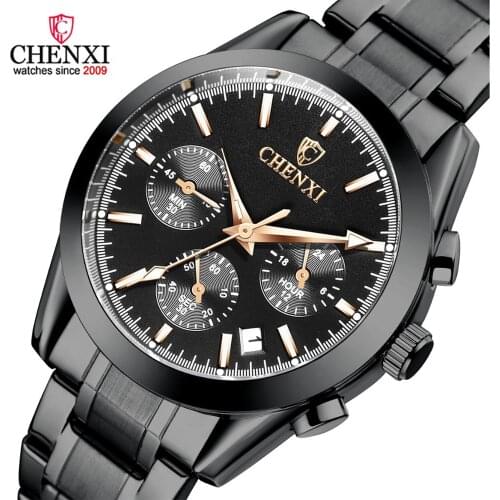 Stylish Men Sport Watch Black Steel Waterproof Chrono Calendar Casuall Business Japan Quartz Males Wristwatch Holiday Gift