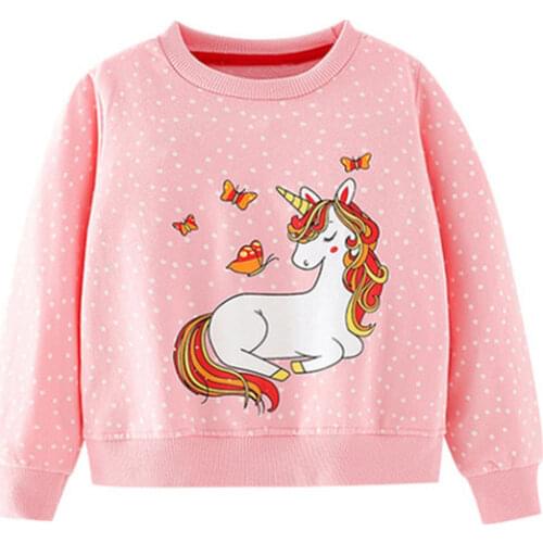 Rainbow Embroidery Girls Sweatshirts Fall Children Hoodies Little Girls Long Sleeve Shirts for Kids Clothes