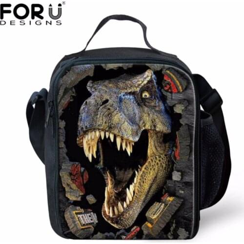 FORUDESIGNS Lunch Bag Insulated 3D Dinosaur Printed Lunch Bag Thermal Lancheira Thermal Insulated Neoprene Lunch Box for Kids