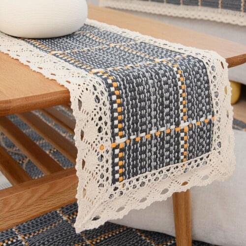 Fabric Weaving Wedding Party Decoration Table Runner Coffee Table Cloth Cotton Line Idyllic TV Cabinet Cover Mariage Tablecloth