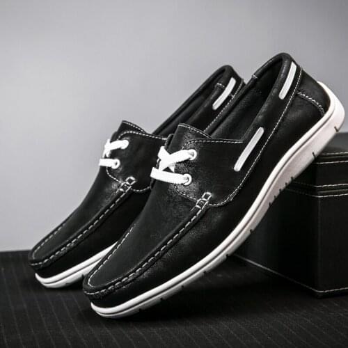 Genuine Leather Men Casual Shoes Luxury Brand 2021 Mens Loafers Moccasins Breathable Slip on Black Driving Shoes