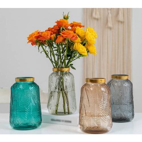 Vase Living Room Dried Flowers Ins Style Glass Transparent Accessories Flower Vases