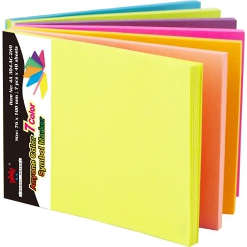 4A Magic Separate Sticky Notes 3 x 4 Inches 7 Neon Assorted Stationery Planner Stickers Memo Pad School Supplies 4A 304-AC-280