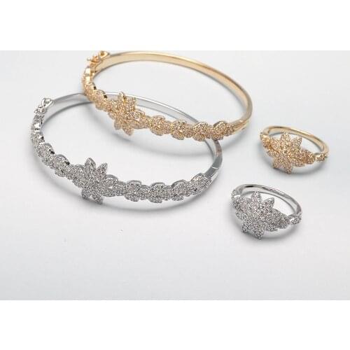 TIRIM Luxury Bangle Set for Women Cubic Zircon Bracelet Ring Fashion Dubai Charm Bridal Jewelry Accessories Wedding Engagement