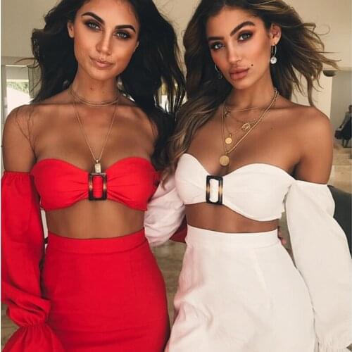2PCS Red White Women Dress Sets Plus Size Summer Sexy Strapless Sequined Party Dress Vestidos Female Bandage Mini Dress Beach XL