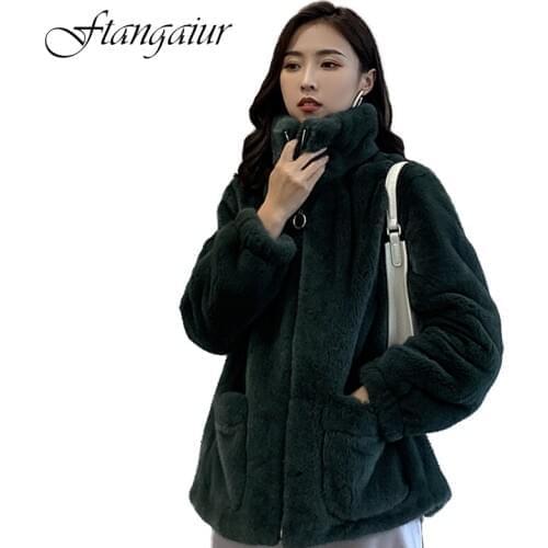 Ftangaiur Winter Import Velvet Mink Fur Coat Mandarin Collar Full Sleeve Natural Fur Coats Womens Short Real Mink Fur Coats