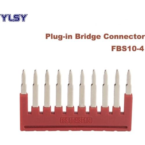 1Pcs FBS10-4 Plug-in Bridge Center Short Connection Strip Din Rail Spring Terminal Block ST-1.5 Morsettiera Brass Connector