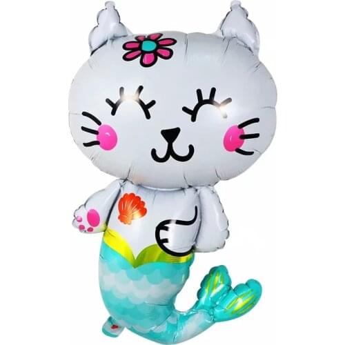 1pc Cute cartoon mermaid cat balloon 86X49cm Helium balloon Globos wedding child birthday party decoration kids Baby shower