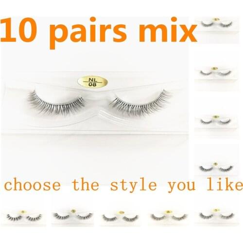 10 pair short lash NL Mink Eyelashes Clear Band Eye Lashes Crisscross Transparent Band False Eyelashes Dramatic Lashes Handmade