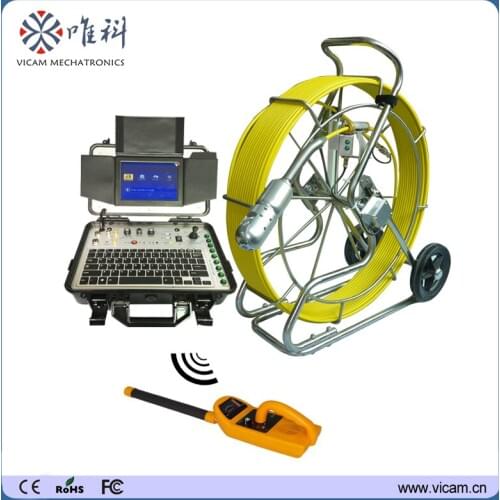 100m Push Rod Cable Pan Tilt Sewer Inspection Camera 512Hz Transmitter Locator 360 Pipe Inspection Camera V8-3288PT-1