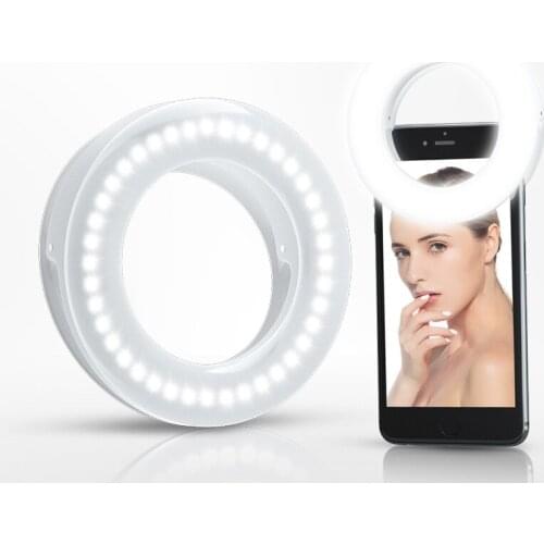 40 LED Portable Light Night Clip-on Mobile Phone Selfie Ring Light USB Charge Makeup Lamp For All Phone beauty Fill Light