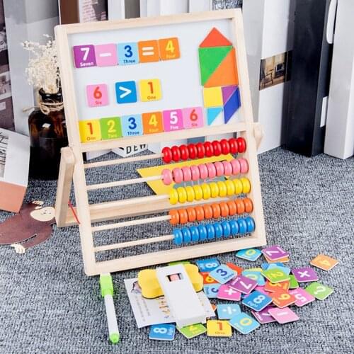 Wood Drawing Board Easel Colorful Counting Abacus Intelligent Math Toy Gift