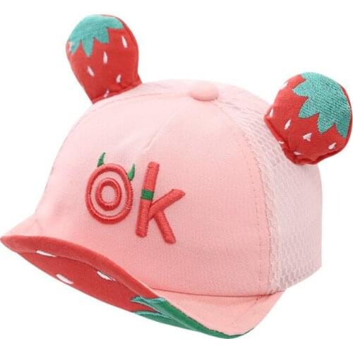 Baby Girl Summer Hats and Caps Beach Print Fruit Cute Letter Ok Velcro Adjustable Mesh Toddler Cap Summer Protect Sun Safe 2021