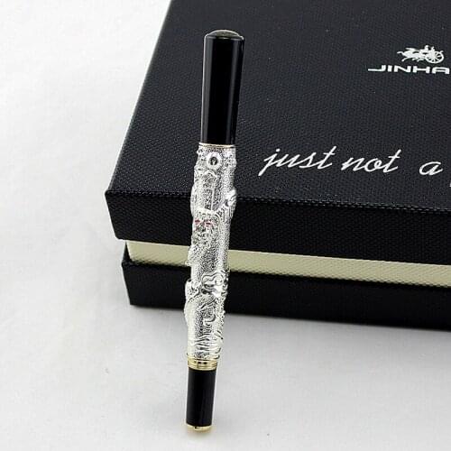 Jinhao Noble Brand Gold Dragon Business Gift Fountain Pen 0.5mm Fine Nib Metal Gold Writing Ink Pens School Office Stationery