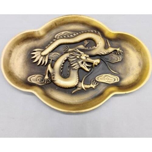 China brass Dragon plate crafts statue