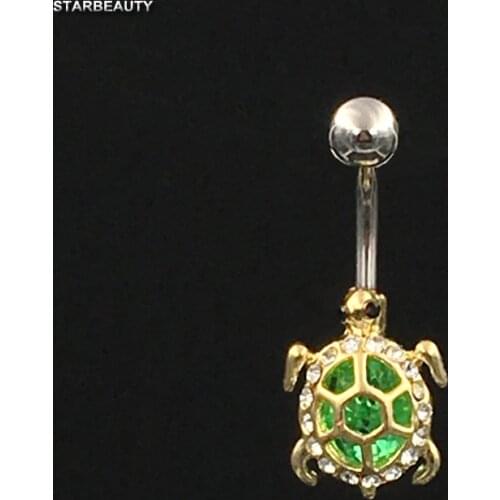 14G Green Tortoise Bijou Belly Piercing Nombril Turtle Belly Button Rings Navel Piercing Ombligo Belly Ring Pircing Body Jewelry