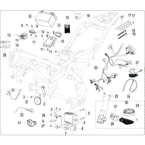 Electric parts lock set cables page of Benelli 302G TNT 302R 300GS