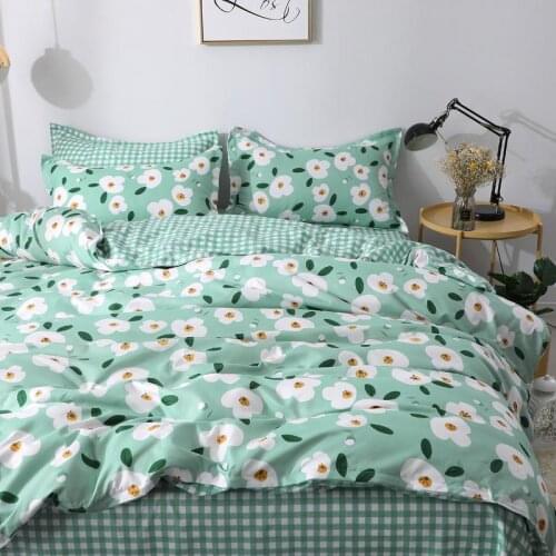 Chinese Style Green Bedding Set,White Flowers Duvet Cover 200x230 Pillowcase 3Pcs,175x220/150x200Quilt Cover,King Blanket Cover