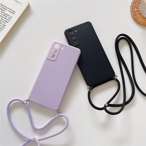 Crossbody Necklace Strap Case For Samsung Galaxy A22 A32 5G Soft Silicone Cover For Samsung A22 A32 4G Lanyard Cord Back Cover