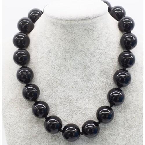 Wholesale 10/12/14/16/18/20mm black agate round necklace 18inch nature beads for woman gift