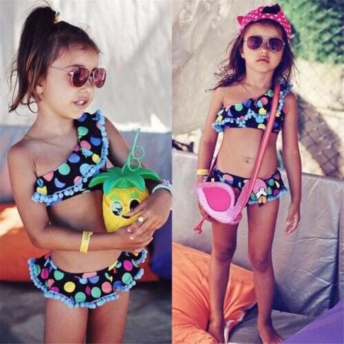 Toddler Baby Kid Girls Polka Dot Bikini Swimwear Swimming Suit Swimsuit Babys Summer Fashion Sleeveless Baby Clothing Sets