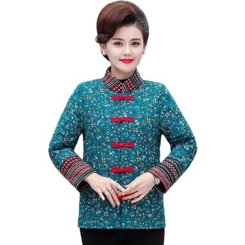 Women Winter Coat Jacket Warm Cotton Parkas 2021 New Middle-Aged Mother Floral Fashion Cotton Jacket Coat Women Autumn Top A