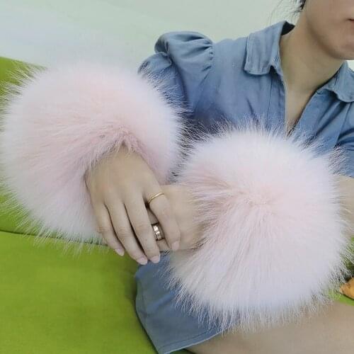 Faux Fox Fur Cuffs Winter Warmer Wristband Bracelet Faux Fox Fur Cuffs Gloves Womens Accessories Arm Wrist Sleeve Oversleeves