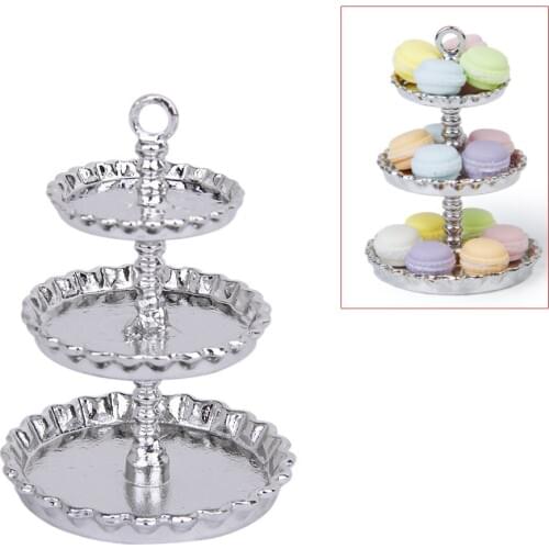 HOT 1/12 Dollhouse Miniature 3 layer Metal Desserts Snack Rack Stand